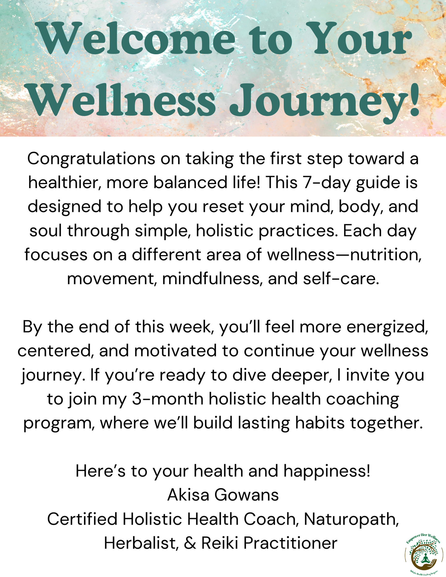 FREE EHW 7-Day Holistic Wellness Kickstart Guide