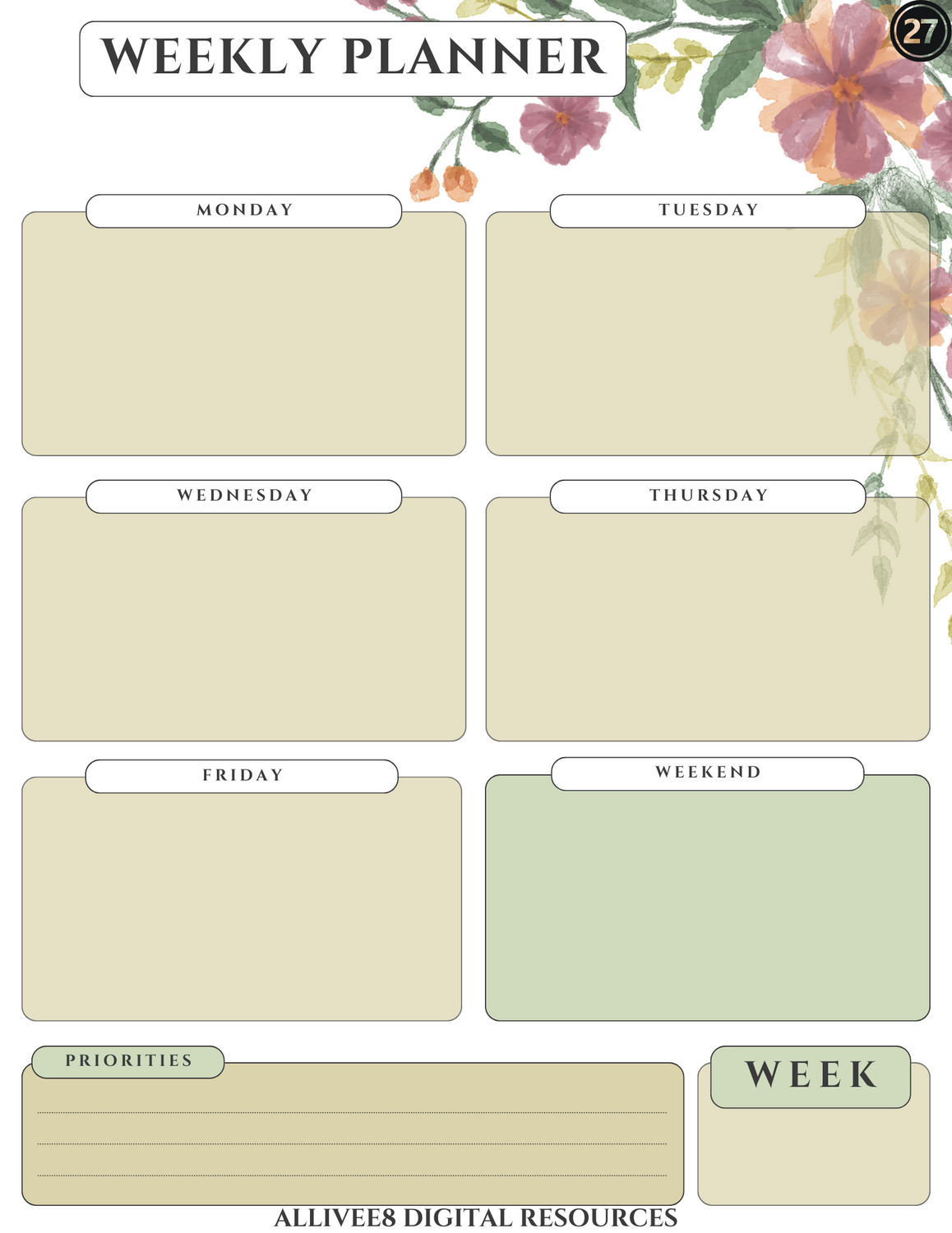 Undated Printable Bible Study Planner