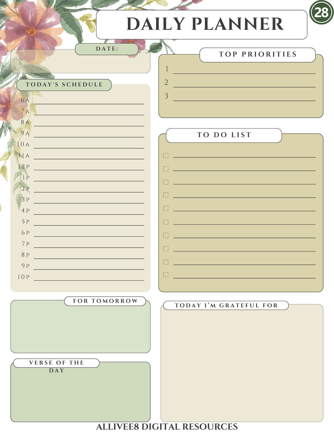 Undated Printable Bible Study Planner