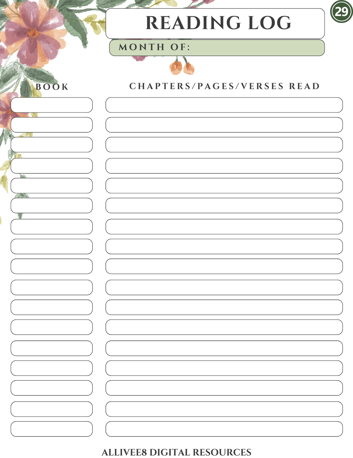 Undated Printable Bible Study Planner