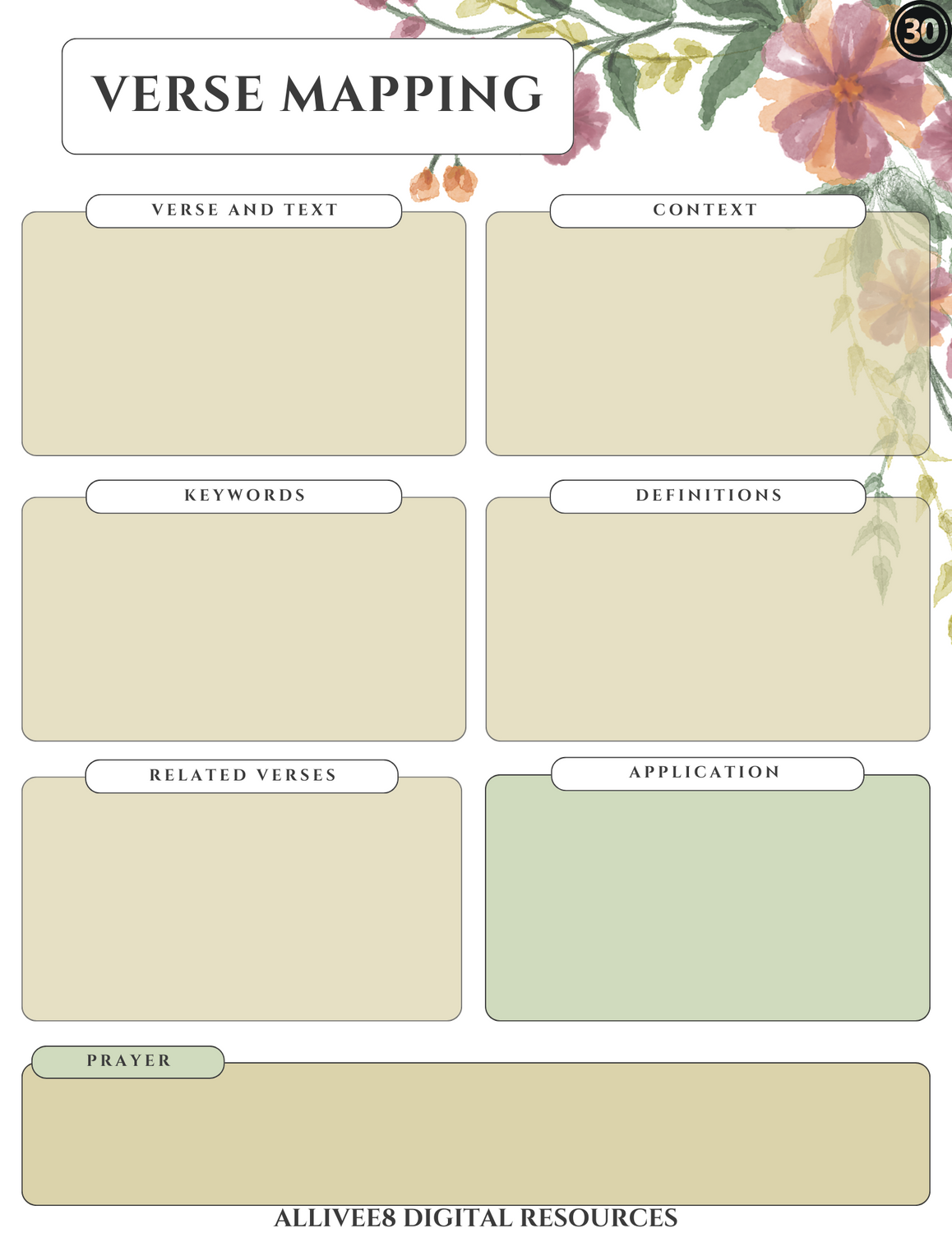 Undated Printable Bible Study Planner