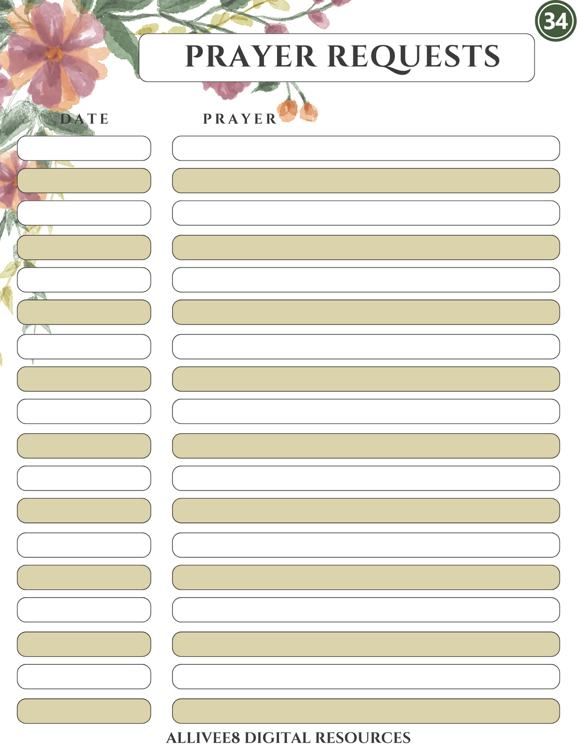 Undated Printable Bible Study Planner